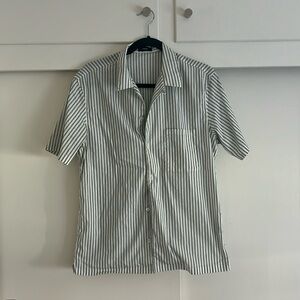 Theory striped green/white collared shirt